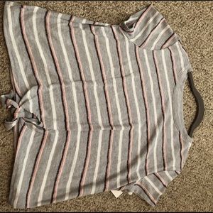 Striped t shirt with tie at bottom